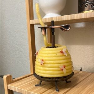 Yellow Beehive Candle with Stand